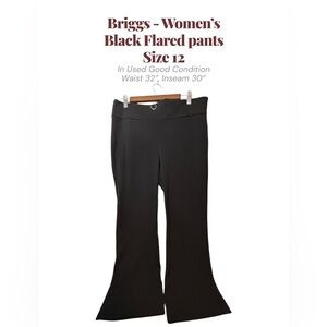 Briggs Black Flared Dress Pants Size 12 Classic Work Career Slacks #3